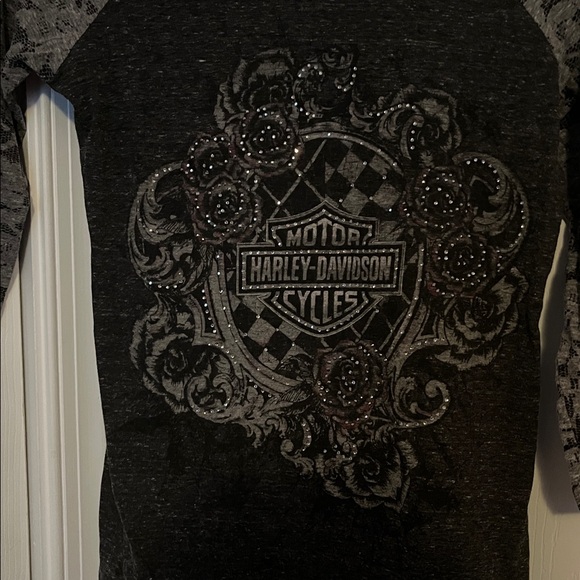 Harley Davidson Atlantic City half sleeve shirt scoop neck - Size S - Picture 2 of 6
